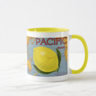 Taza Arte de etiqueta de caja de frutas vintage Pacific