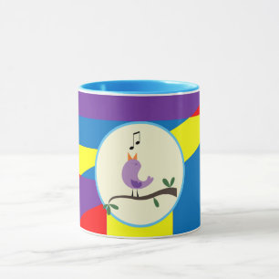 Taza Arte de etiqueta de color abstracto de pájaro cant
