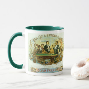 Taza Arte de etiqueta de puro vintage, Club Friends Bil