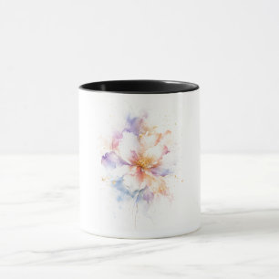 Taza Arte de Flor de Acuarela Pastel con Acentos de Oro