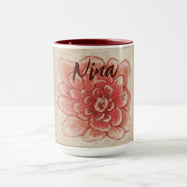 Taza Arte de flor rosa suave (Centro)