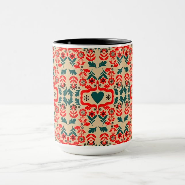 Taza Arte de flores abstractas boho (Centro)