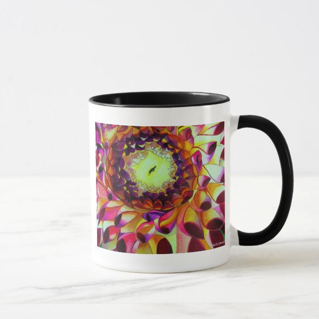 Taza Arte de flores originales abstracto de Purple Dahl (Derecha)