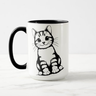 Taza Arte de gato negro y blanco