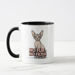 Taza Arte de gato Sphynx sin pelo y sin filtro Actitud