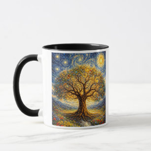 Taza arte de geometría sagrada árbol