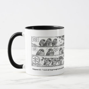 Taza Arte de gorrión de dibujos animados de la Escritur
