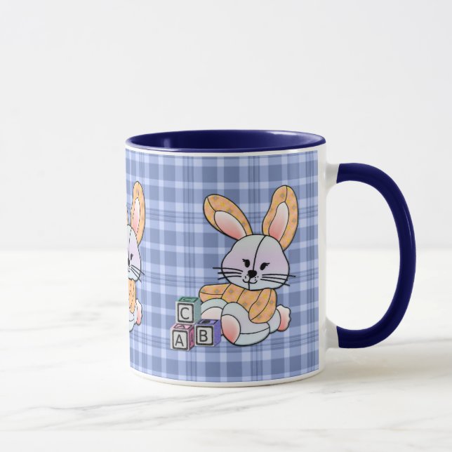 Taza Arte de guardería con placa azul personalizado - C (Derecha)