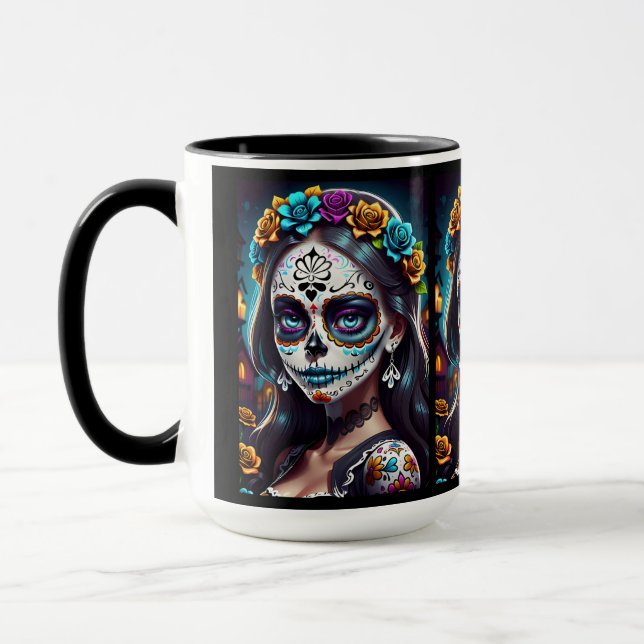 Taza Arte de la calavera del azúcar - Belleza cultural (Izquierda)