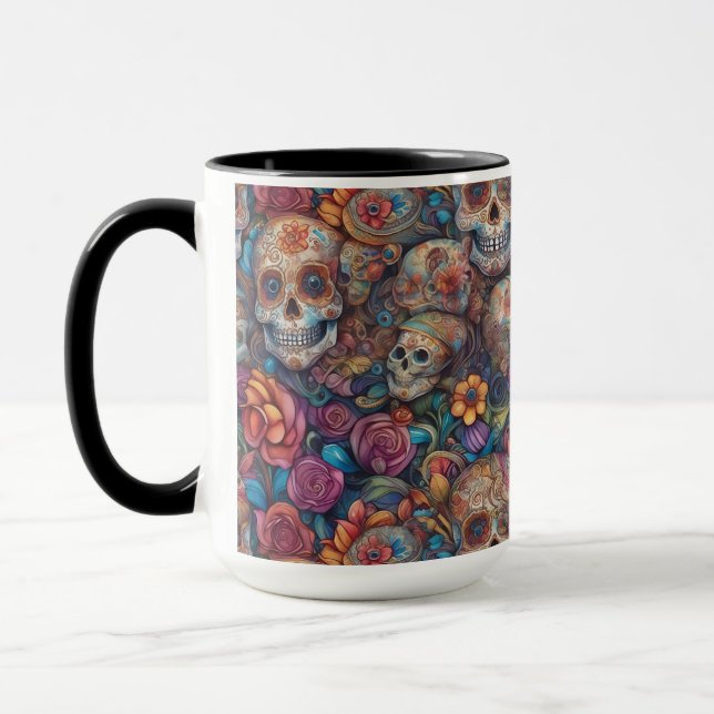 Taza Arte de la calavera del azúcar - Día complicado de (Izquierda)