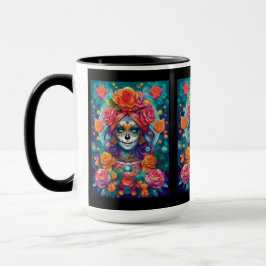 Taza Arte de la calavera del azúcar - Mistique florecie