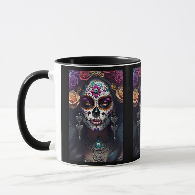 Taza Arte de la calavera del azúcar - Rostros de recuer (Izquierda)