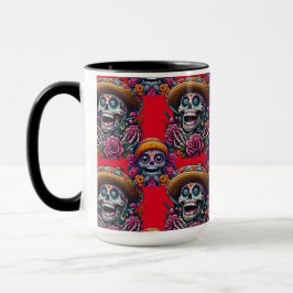 Taza Arte de la calavera del azúcar - Vibrante Día de l
