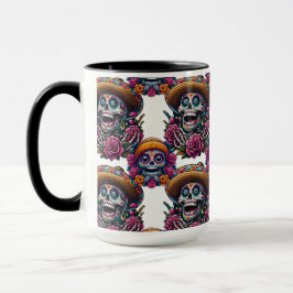 Taza Arte de la calavera del azúcar - Vibrante Día de l
