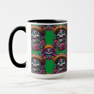 Taza Arte de la calavera del azúcar - Vibrante Día de l