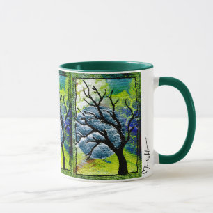 Taza Arte de la fibra del árbol y de la luna