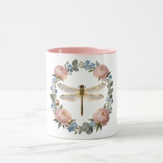 Taza Arte de libélula con resplandor etéreo (Centro)