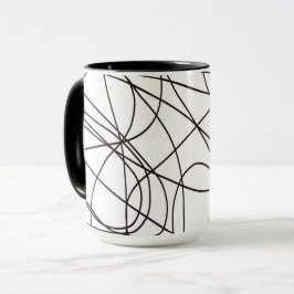 Taza Arte de línea blanca y negra