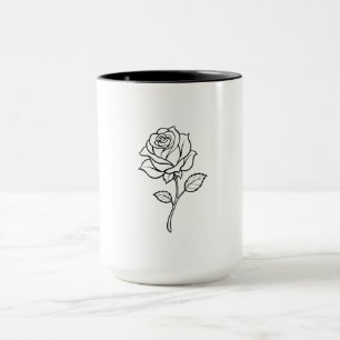 Taza Arte de línea de rosa minimalista Floral elegante