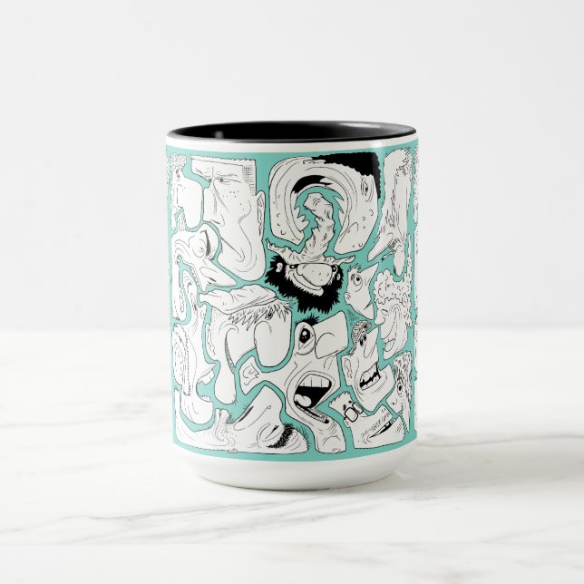 Taza Arte de línea de rostros (Centro)