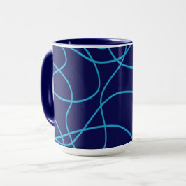 Taza Arte de línea en blues contrastantes