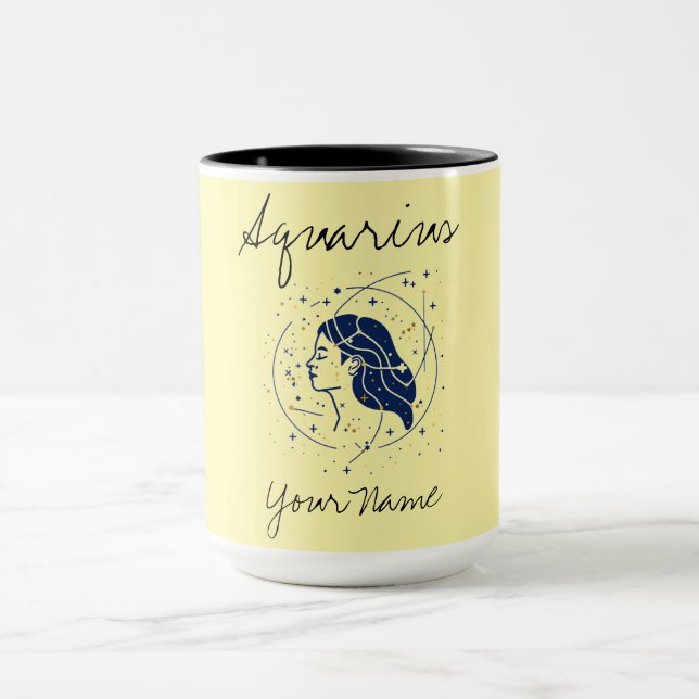 Taza Arte de línea Minimalista de Aquarius Constellatio (Centro)