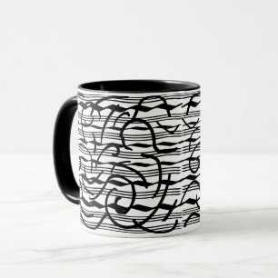 Taza arte de líneas negras abstractas