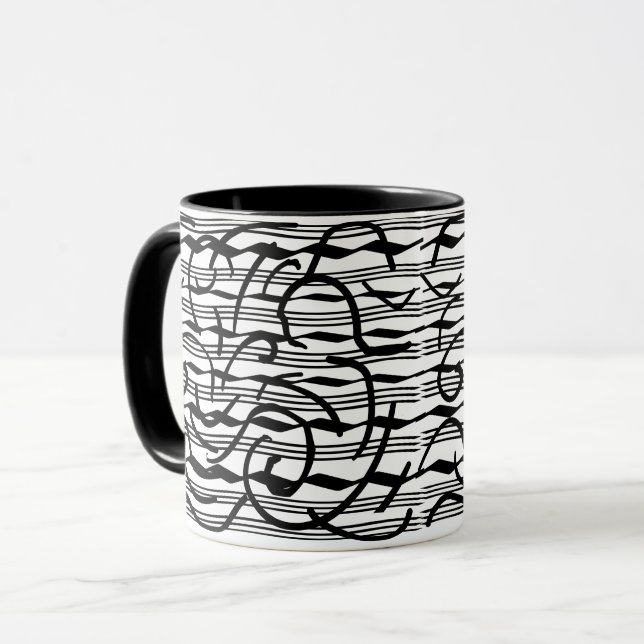 Taza arte de líneas negras abstractas (Anverso izquierdo)