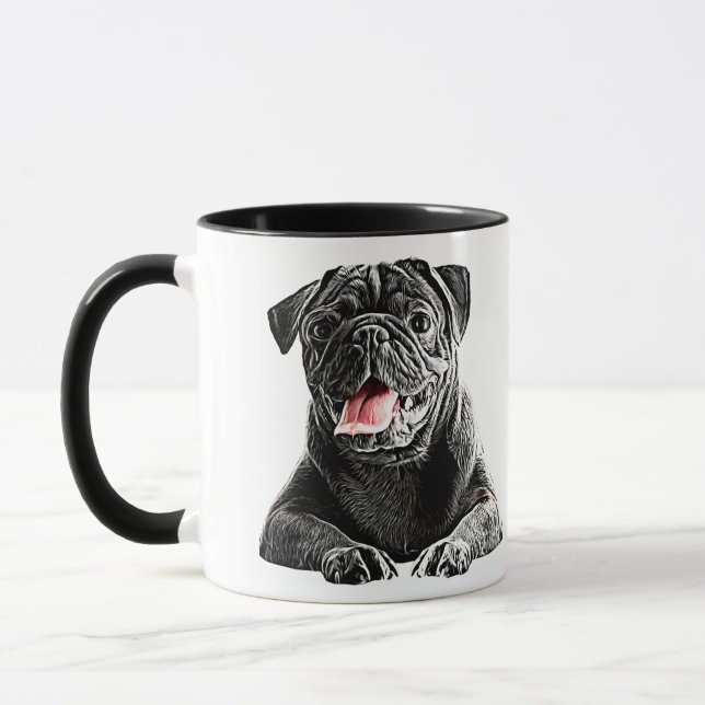 Taza Arte de mascotas de animales de peluche negro (Izquierda)