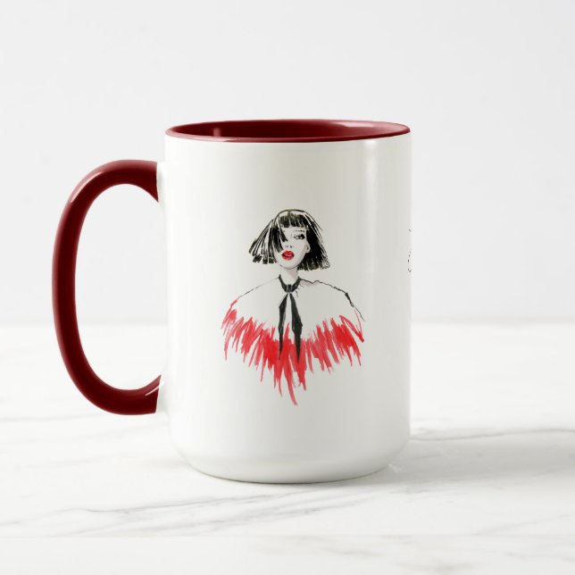 Taza Arte de moda Negro y Rojo #2 Ringer de 15oz (Izquierda)