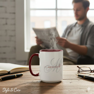 Taza Arte de Monograma de Nombre Personalizado con Esti