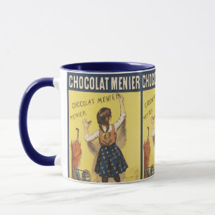 Taza Arte de niña francesa de Chocolat Menier vintage 1