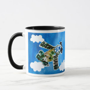 Taza "Arte de niños" en un jet del ejército