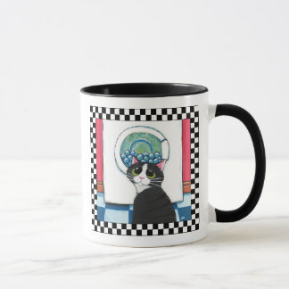 Taza Arte de observación del gato de la lavadora el |