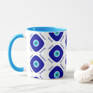 Taza Arte de Ojo Turco Nazar, Buenas Vibraciones Energí