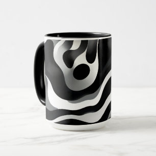 Taza Arte De Op Ondulado En Blanco Y Negro,