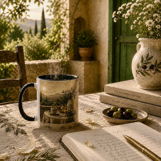 Taza Arte de paisaje mediterráneo del olivar dorado