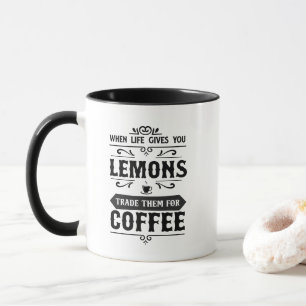 Taza Arte de palabra de limones de café de vida diverti