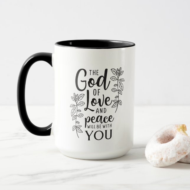 Taza Arte de palabra inspirador religioso Café (Con donut)