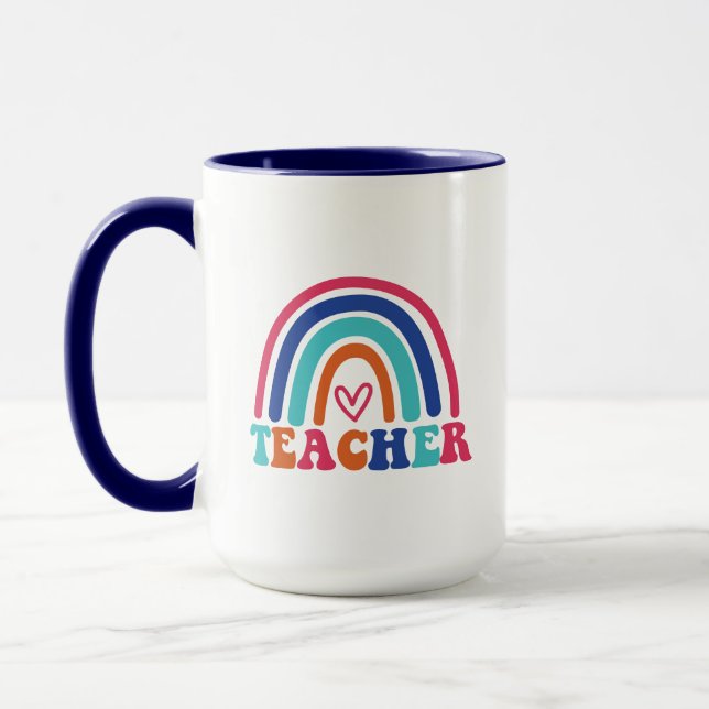 Taza Arte de palabras Arcoíris para maestros (Izquierda)