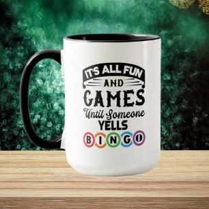 Taza arte de palabras de bingo divertido agregar monogr