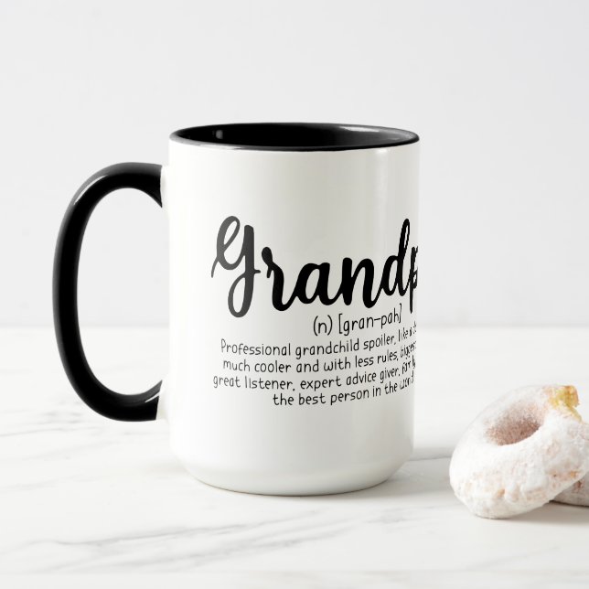 Taza arte de palabras de definición de abuelo lindo (Con donut)