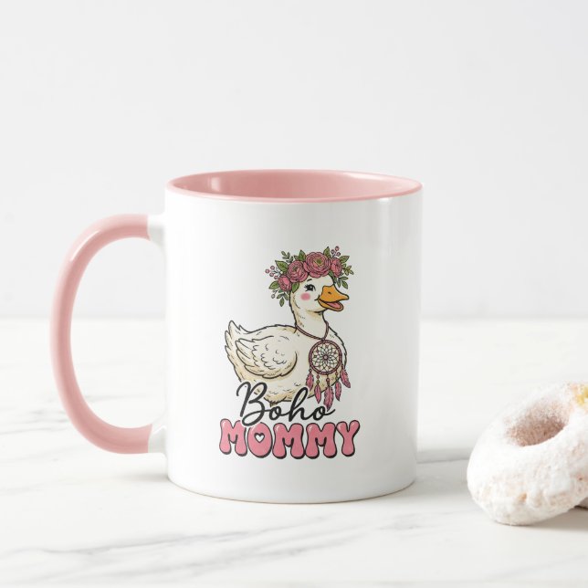 Taza Arte de palabras de mamá boho linda ganso (Con donut)