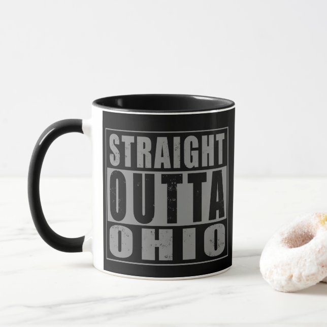 Taza Arte De Palabras De Outta Ohio (Con donut)