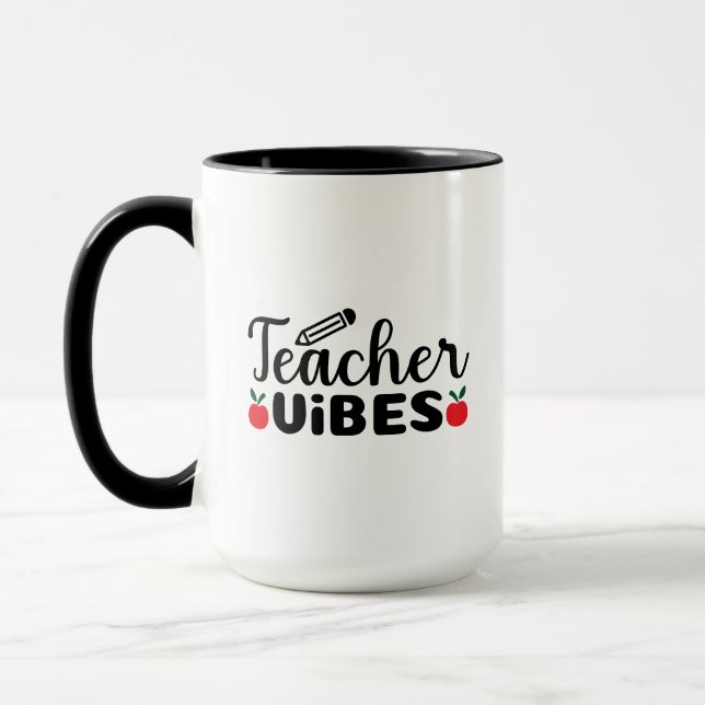 Taza Arte de palabras de vibraciones de profesor (Izquierda)