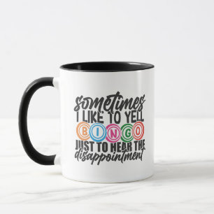 Taza Arte de palabras gritando Bingo divertido 