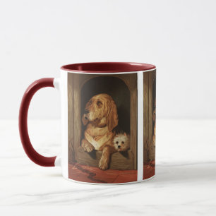 Taza Arte de perro sabueso y Westie Victoriano vintage