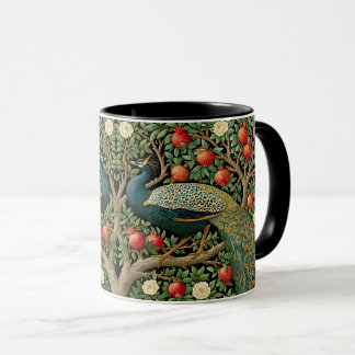 Taza Arte de pintura elegante de pavo real estilo Willi