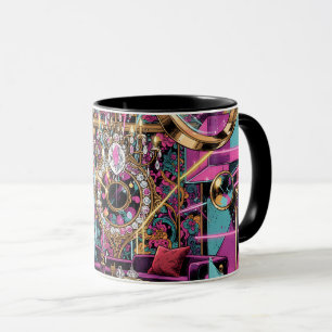 Taza Arte de Salón de Lujo Psicodélico de Neón