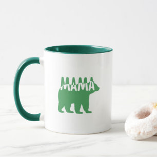 Taza Arte de silueta de mamá osa colorida
